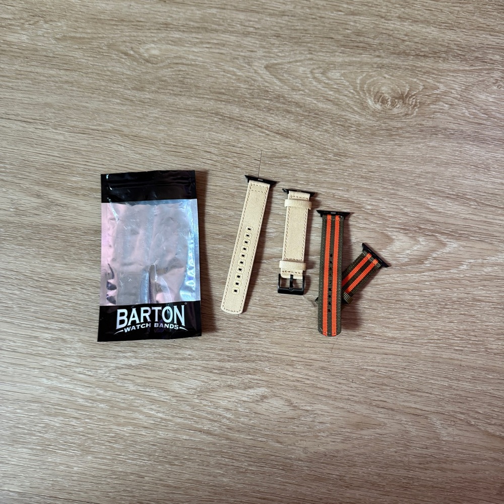 Barton Watch Bands Set - Beige and Orange Straps
